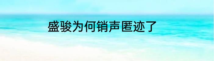 盛骏为何销声匿迹了