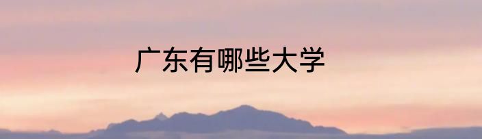 广东有哪些大学