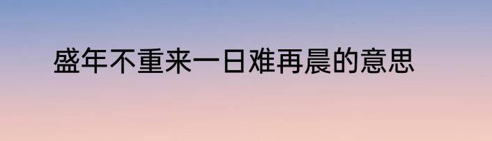 盛年不重来一日难再晨的意思