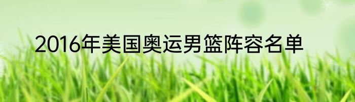 2016年美国奥运男篮阵容名单