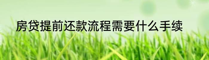 房贷提前还款流程需要什么手续