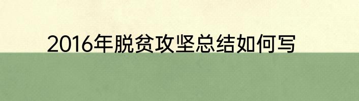 2016年脱贫攻坚总结如何写
