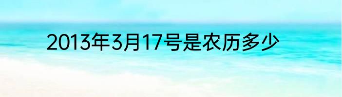 2013年3月17号是农历多少