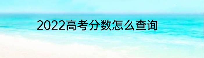 2022高考分数怎么查询