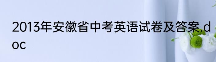 2013年安徽省中考英语试卷及答案.doc