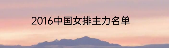 2016中国女排主力名单