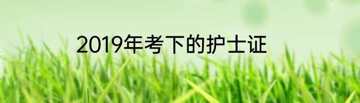 2019年考下的护士证