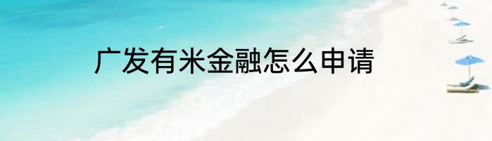 广发有米金融怎么申请