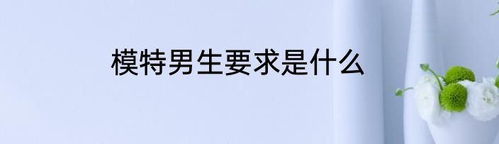 模特男生要求是什么