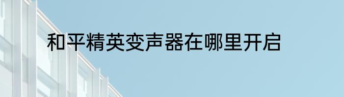 和平精英变声器在哪里开启