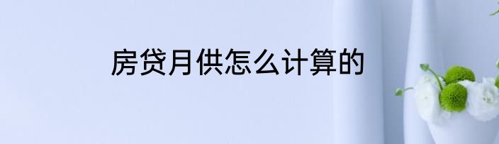 房贷月供怎么计算的