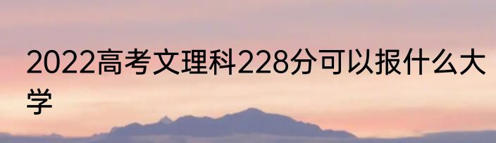 2022高考文理科228分可以报什么大学
