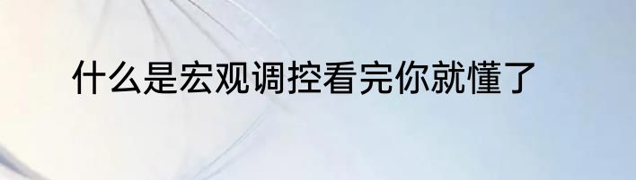 什么是宏观调控看完你就懂了