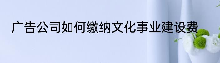 广告公司如何缴纳文化事业建设费