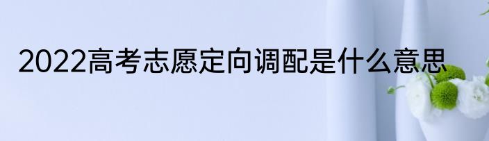 2022高考志愿定向调配是什么意思