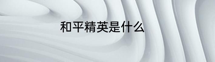 和平精英是什么