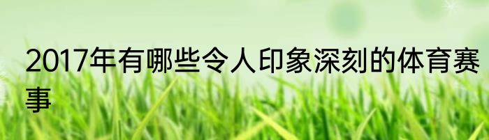 2017年有哪些令人印象深刻的体育赛事