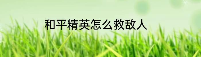 和平精英怎么救敌人
