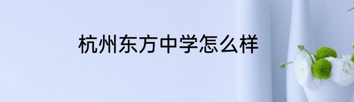 杭州东方中学怎么样