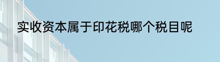 实收资本属于印花税哪个税目呢