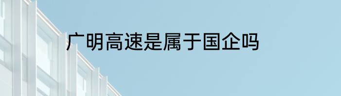 广明高速是属于国企吗