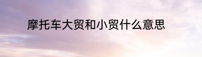 摩托车大贸和小贸什么意思