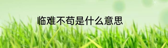 临难不苟是什么意思