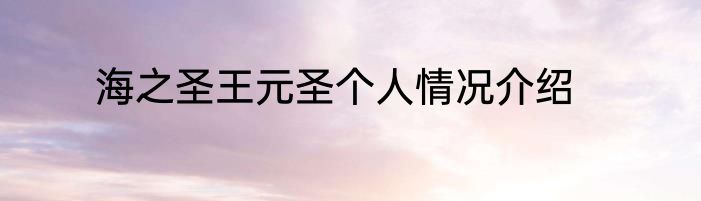 海之圣王元圣个人情况介绍