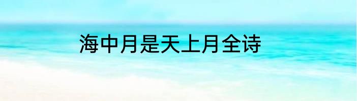 海中月是天上月全诗