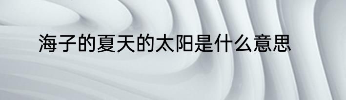 海子的夏天的太阳是什么意思