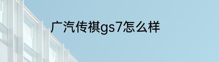 广汽传祺gs7怎么样