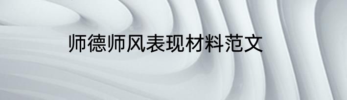 师德师风表现材料范文