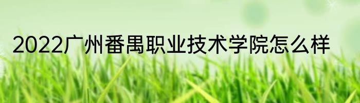 2022广州番禺职业技术学院怎么样