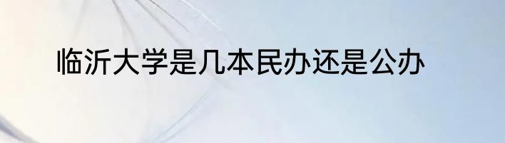 临沂大学是几本民办还是公办