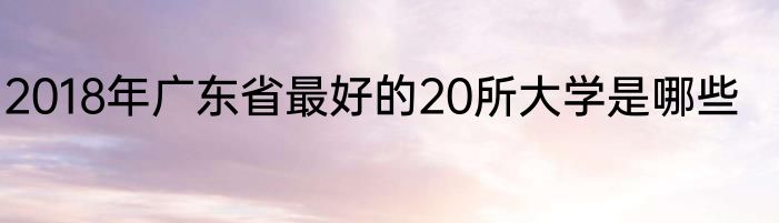 2018年广东省最好的20所大学是哪些