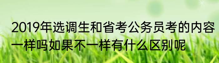 2019年选调生和省考公务员考的内容一样吗如果不一样有什么区别呢