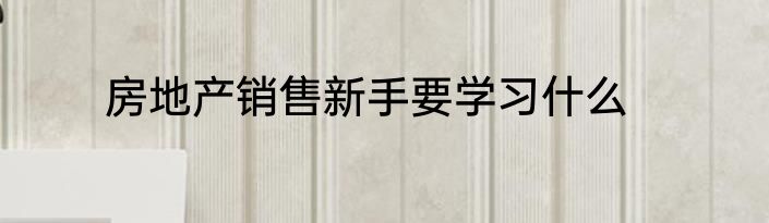 房地产销售新手要学习什么