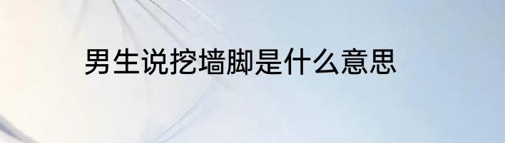 男生说挖墙脚是什么意思