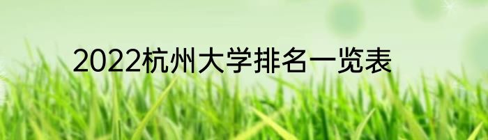 2022杭州大学排名一览表