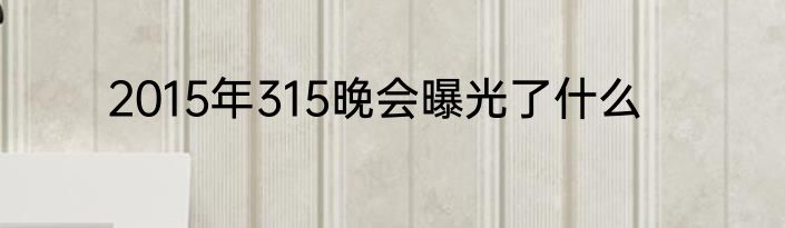 2015年315晚会曝光了什么