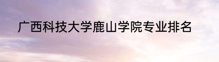 广西科技大学鹿山学院专业排名