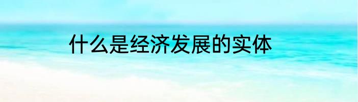 什么是经济发展的实体