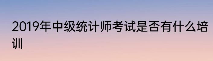 2019年中级统计师考试是否有什么培训