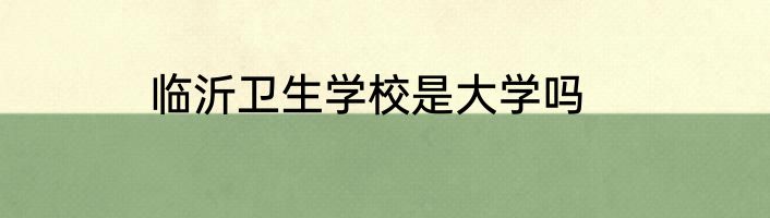 临沂卫生学校是大学吗