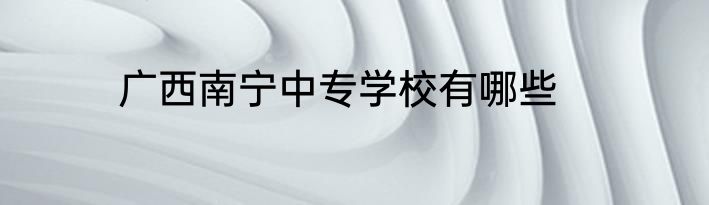 广西南宁中专学校有哪些