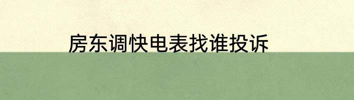 房东调快电表找谁投诉
