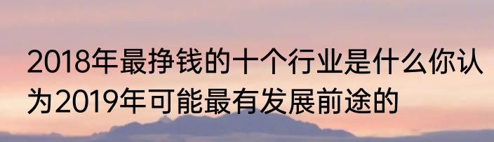 2018年最挣钱的十个行业是什么你认为2019年可能最有发展前途的