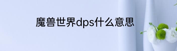 魔兽世界dps什么意思