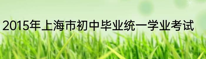 2015年上海市初中毕业统一学业考试