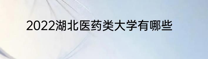 2022湖北医药类大学有哪些